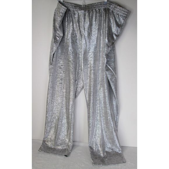 Attitudes by Renee NWT Petite Fabulous Foil Silver Polyester Blend 2XP pants/PJs - Picture 2 of 11